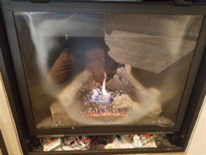 clean glass for fireplace