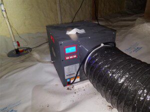 Dehumidifier and sump pump in crawl space